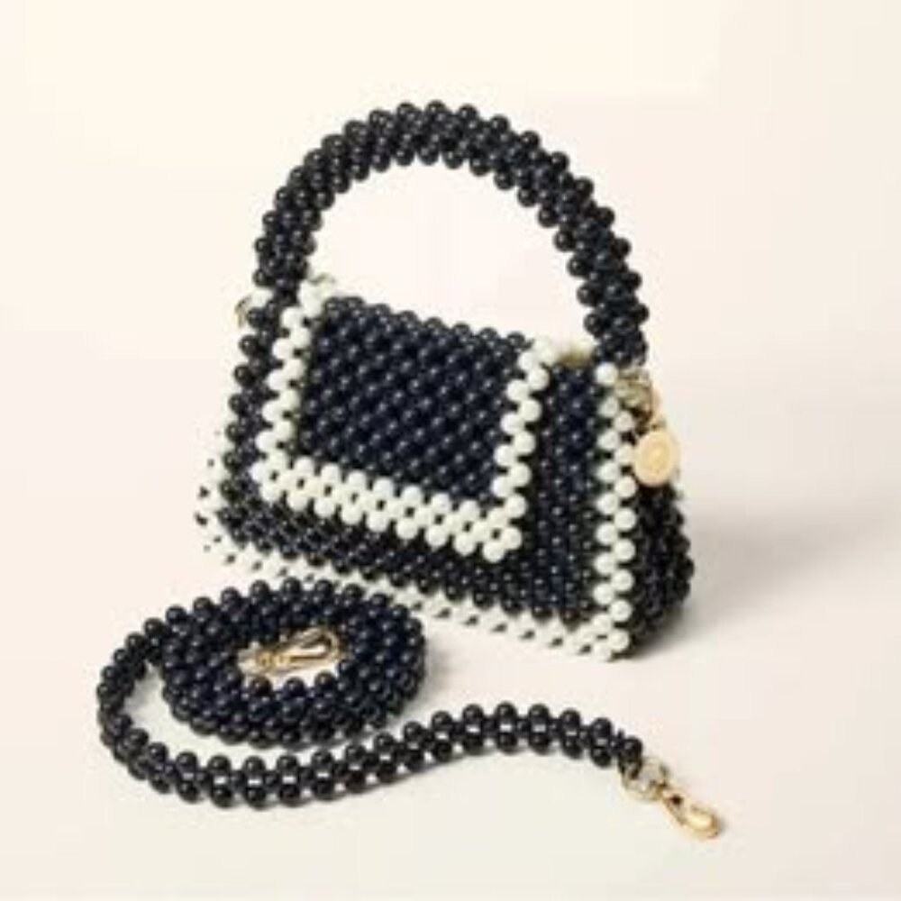 Kate Spade x Target Black and White Beaded Crossbody Handbag NEW
